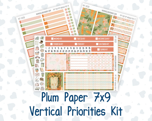 Kit 0233 - 7x9 - Vertical Priorities - Plum Paper - Weekly Kit - September - Cinnamon Days