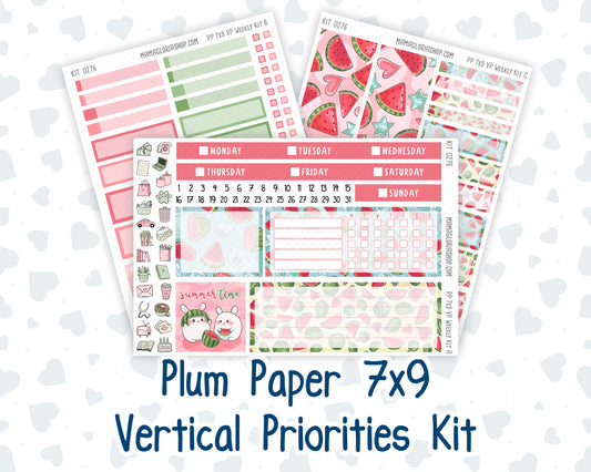 Kit 0276 - 7x9 - Vertical Priorities - Plum Paper - Weekly Kit - July - Melon Crush