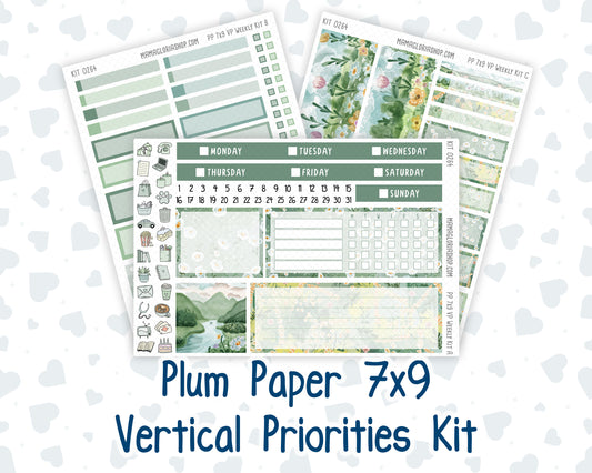 Kit 0264 - 7x9 - Vertical Priorities - Plum Paper - Weekly Kit - May - Spring Walk