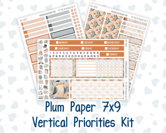 Kit 0237 - 7x9 - Vertical Priorities - Plum Paper - Weekly Kit - October - Forest Folk