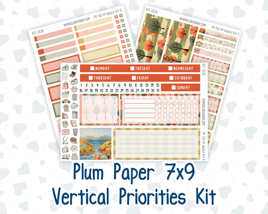 Kit 0239 - 7x9 - Vertical Priorities - Plum Paper - Weekly Kit - October - October Stroll