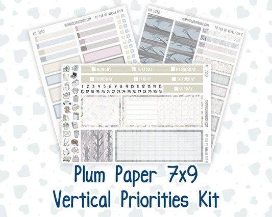 Kit 0250 - 7x9 - Vertical Priorities - Plum Paper - Weekly Kit - Quiet January