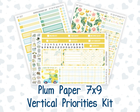 Kit 0227 - 7x9 - Vertical Priorities - Plum Paper - Weekly Kit - July - Lemon Grove