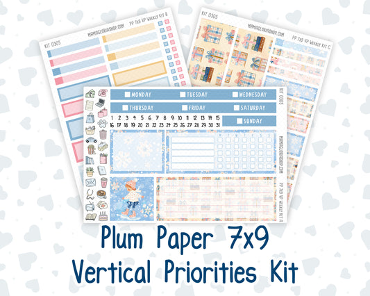 Kit 0305 - 7x9 - Vertical Priorities - Plum Paper - Weekly Kit - December - Sugarplum Parade