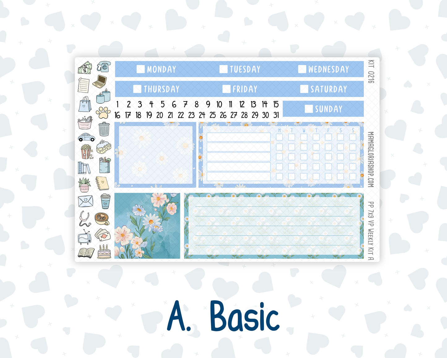 Kit 0216- 7x9 Plum Paper Vertical Priorities - Daisy Days- May