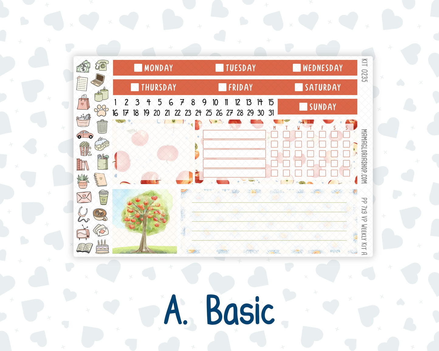 Kit 0235 - 7x9 - Vertical Priorities - Plum Paper - Weekly Kit - September - Apple Orchard