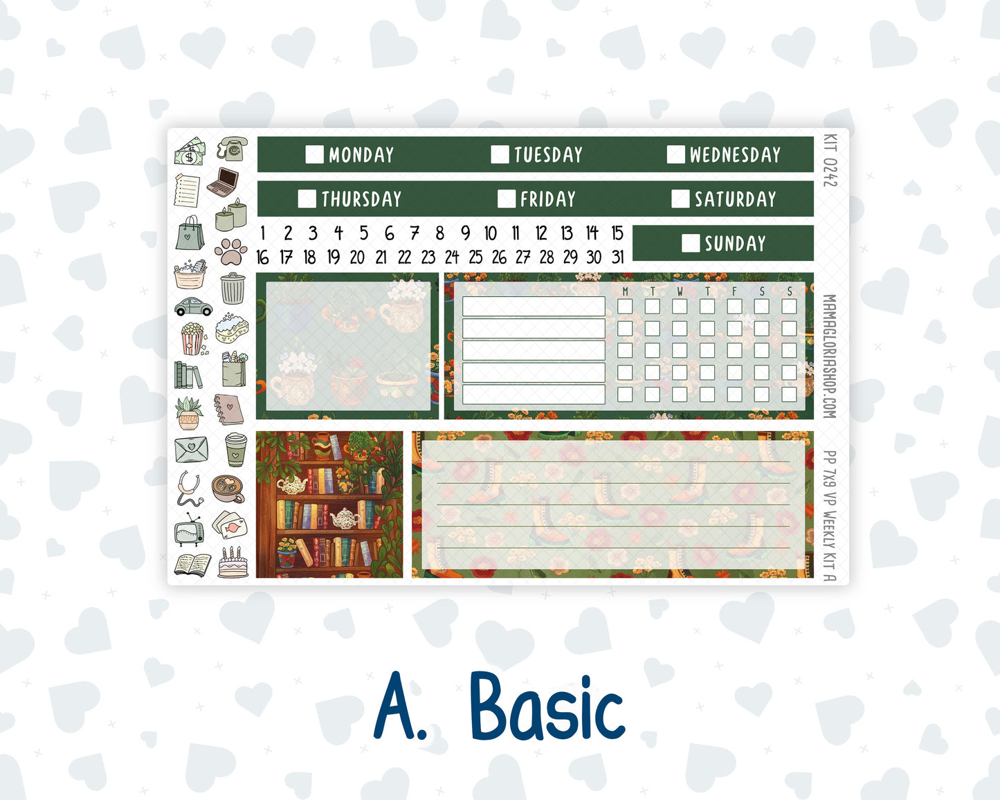 Kit 0242 - 7x9 - Vertical Priorities - Plum Paper - Weekly Kit - November - Cottage Autumn