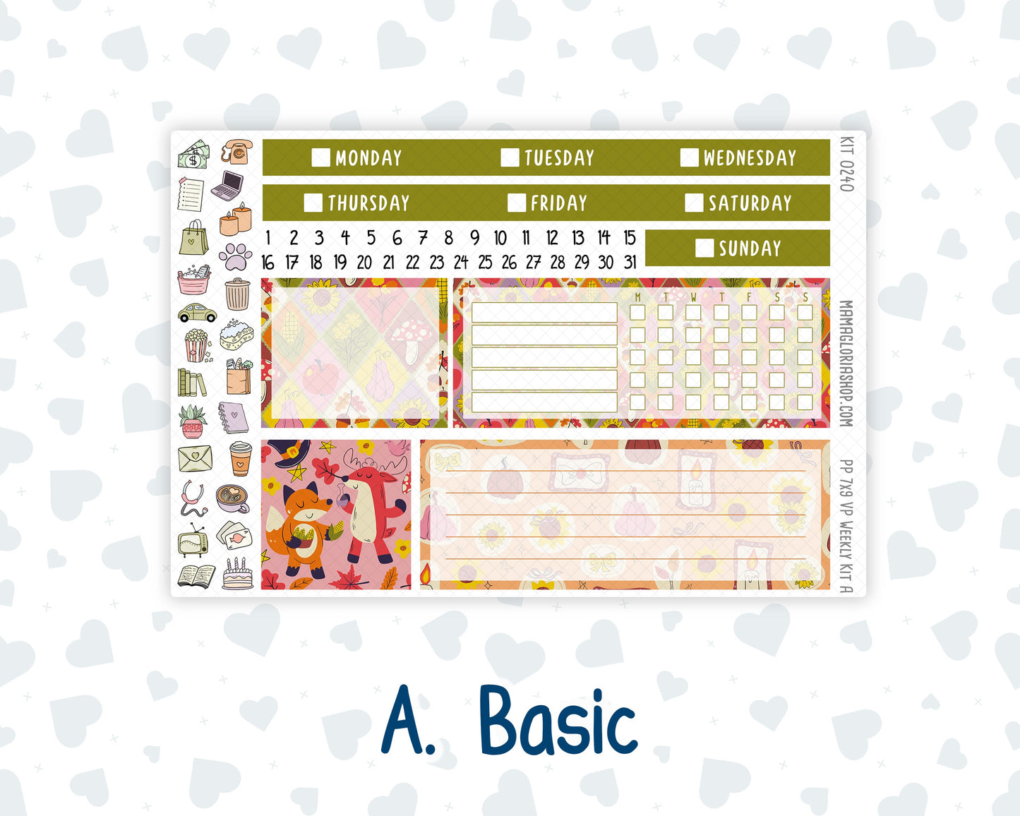 Kit 0240 - 7x9 - Vertical Priorities - Plum Paper - Weekly Kit - November - Cozy Thanksgiving
