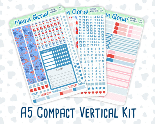 Kit 0224 - A5 Compact Vertical - Weekly Kit - July - Patriotic Parade