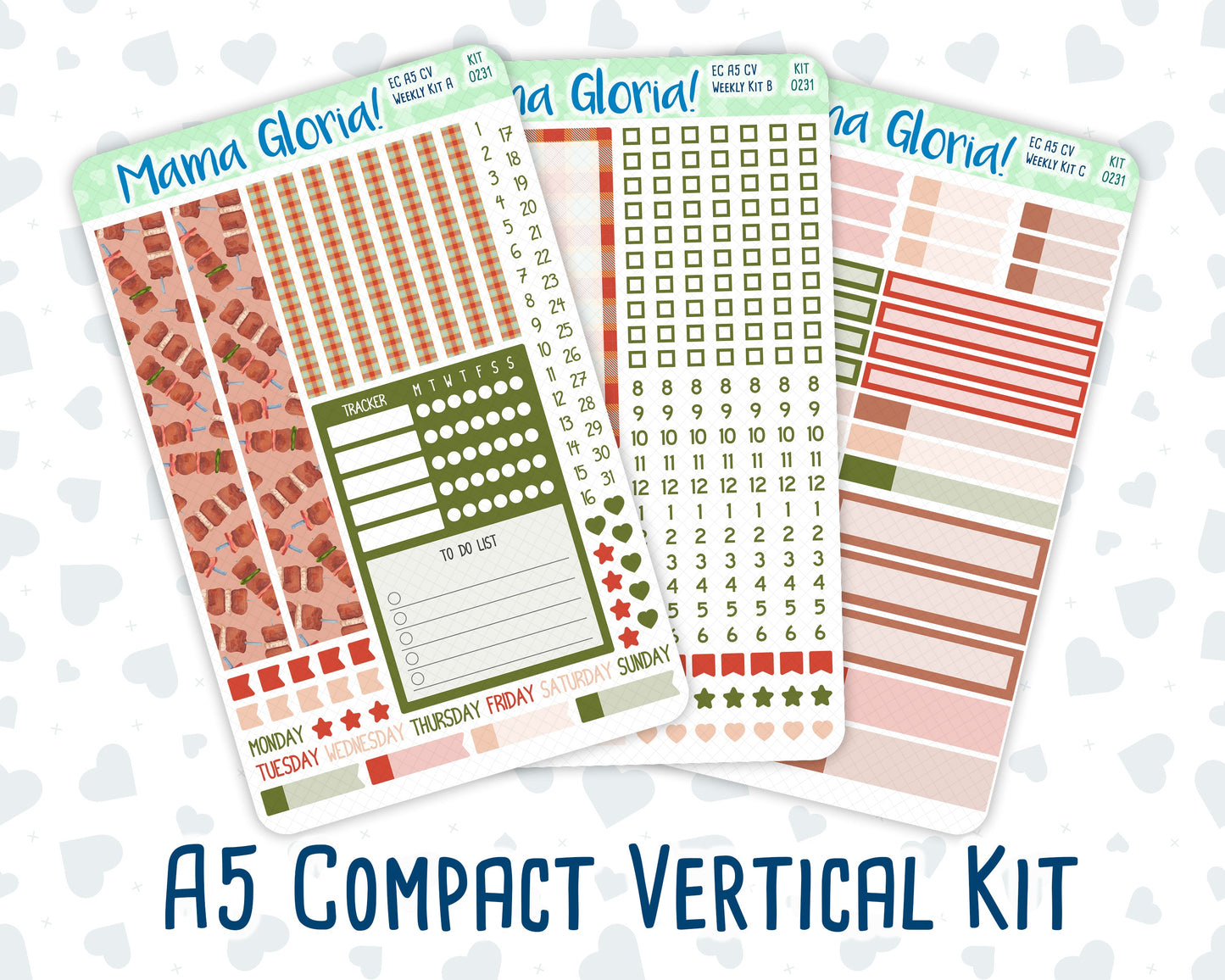 Kit 0231 - A5 Compact Vertical - Weekly Kit - August - Backyard BBQ