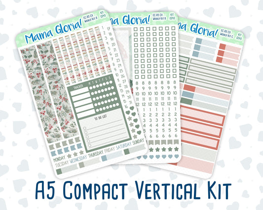 Kit 0245 - A5 Compact Vertical - Weekly Kit - December - Vintage Christmas