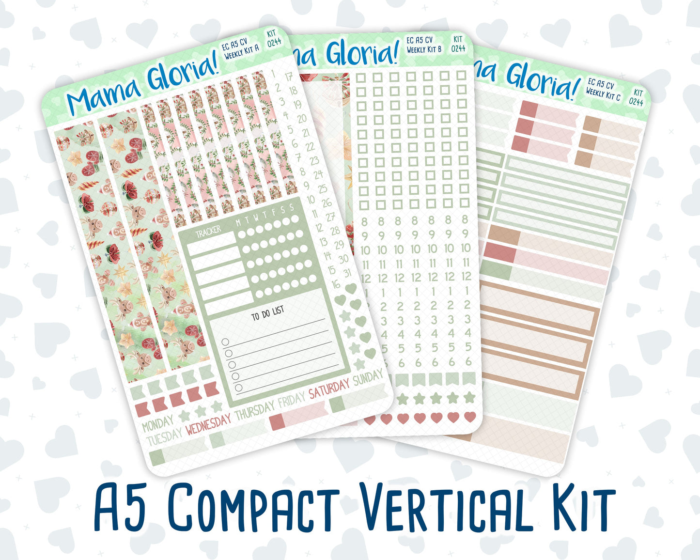 Kit 0244 - A5 Compact Vertical - Weekly Kit - December - Santas Village