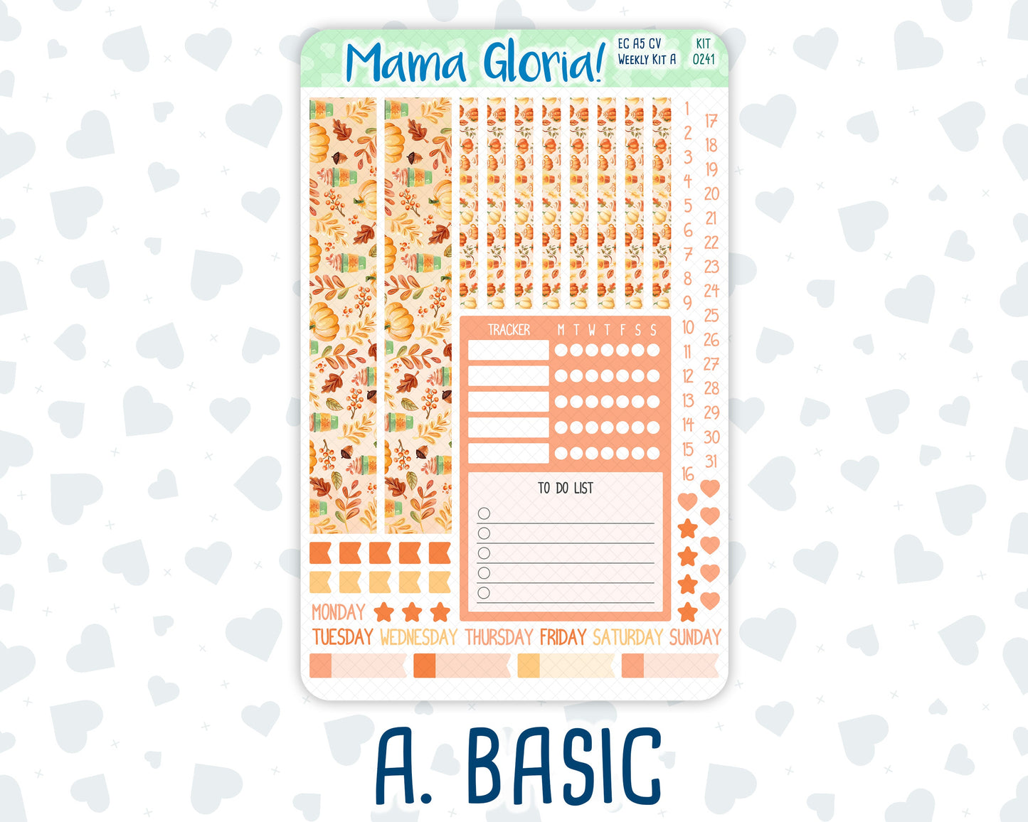 Kit 0241 - A5 Compact Vertical - Weekly Kit - November - Pumpkin Latte
