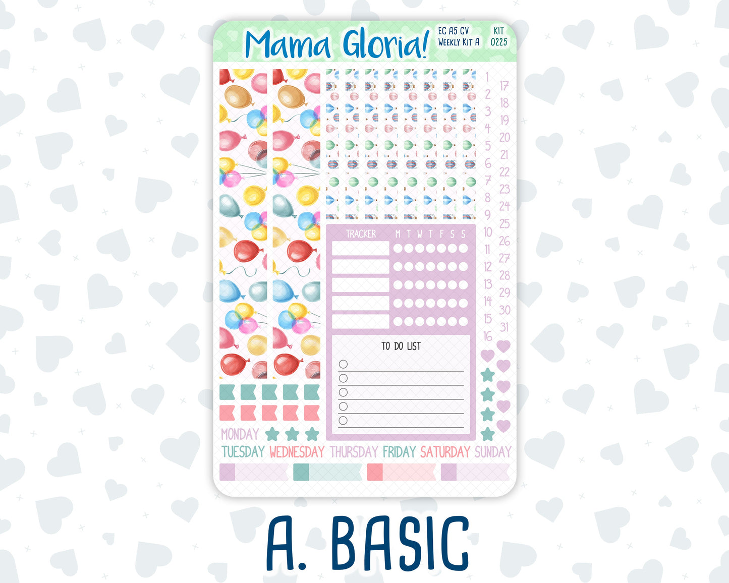 Kit 0225 - A5 Compact Vertical - Weekly Kit - July - Carnival Joy