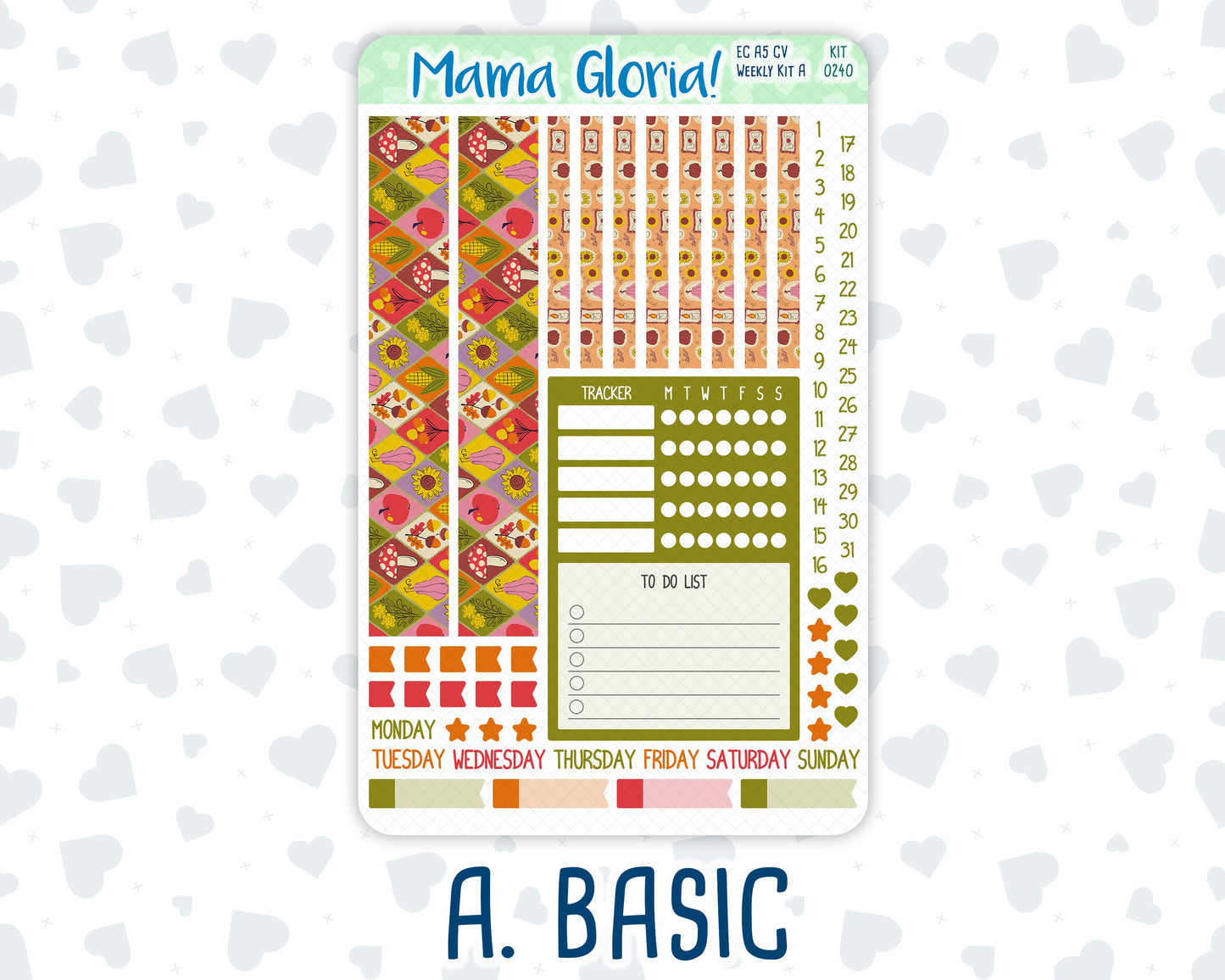 Kit 0240 - A5 Compact Vertical - Weekly Kit - November - Cozy Thanksgiving