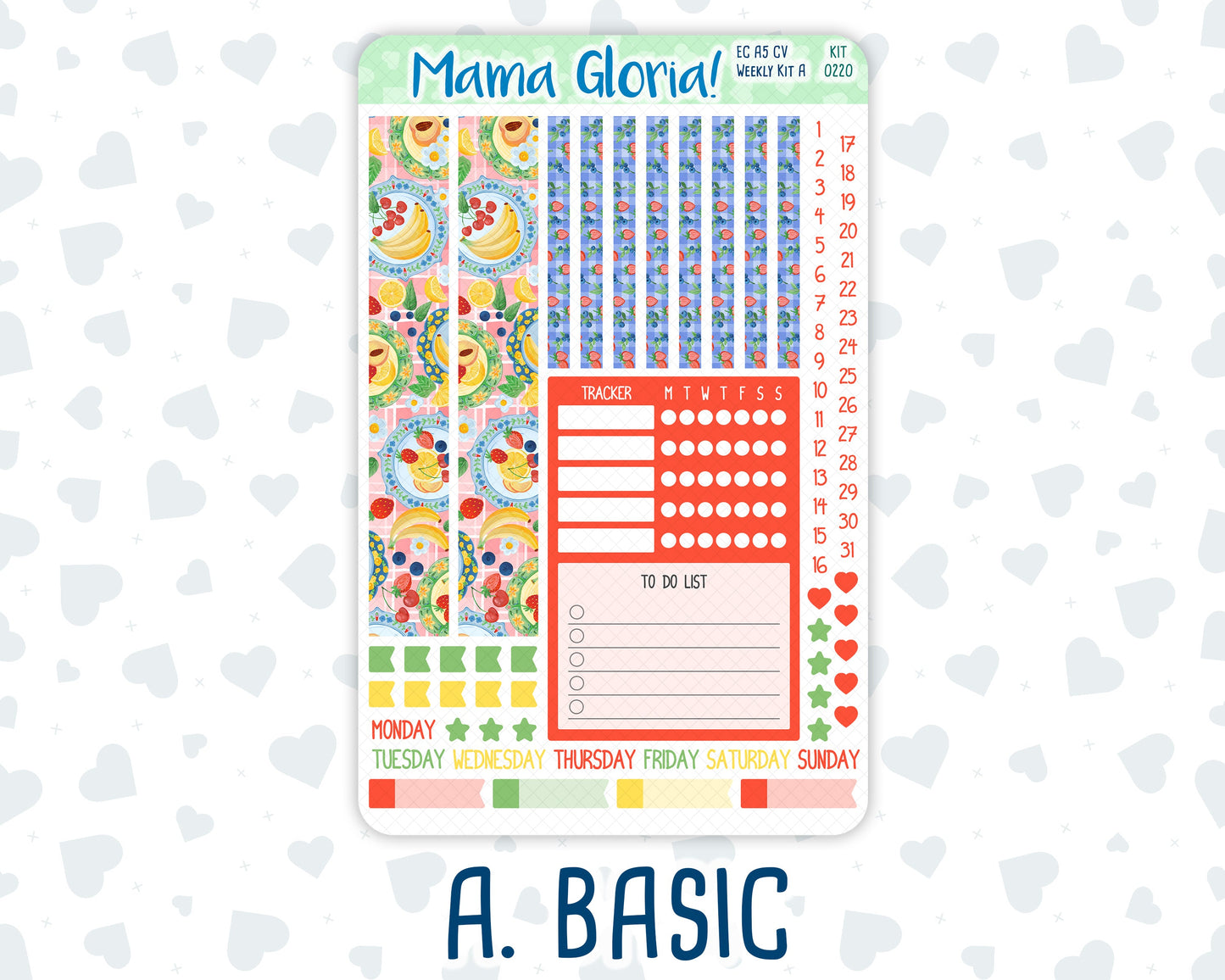 Kit 0220 - A5 Compact Vertical - Weekly Kit - June - June Berries