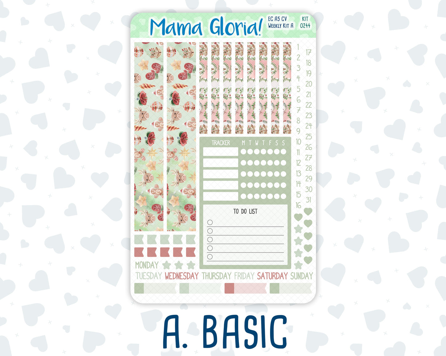 Kit 0244 - A5 Compact Vertical - Weekly Kit - December - Santas Village