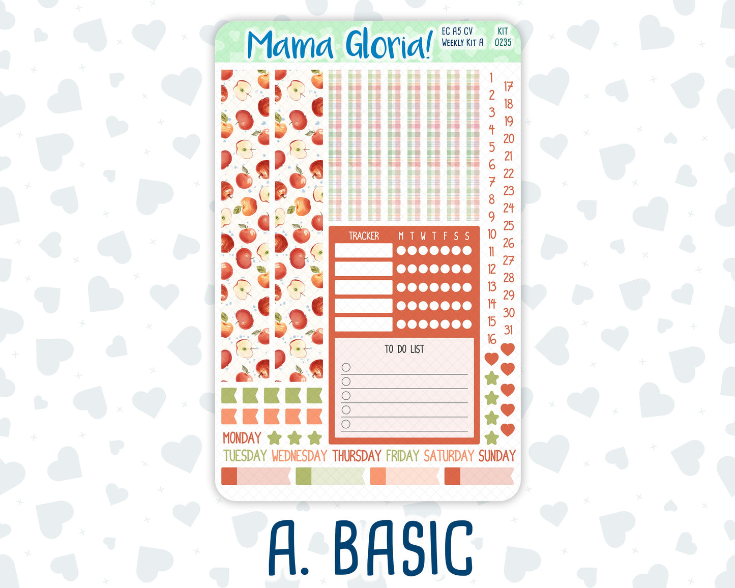 Kit 0235 - A5 Compact Vertical - Weekly Kit - September - Apple Orchard