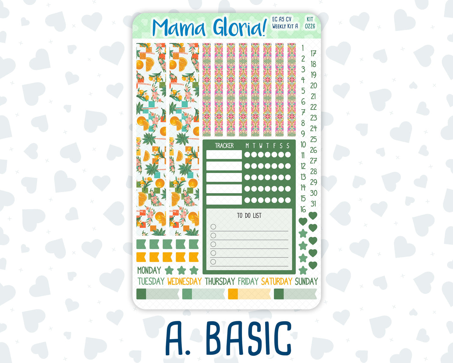 Kit 0226 - A5 Compact Vertical - Weekly Kit - July - Tropical Whimsy