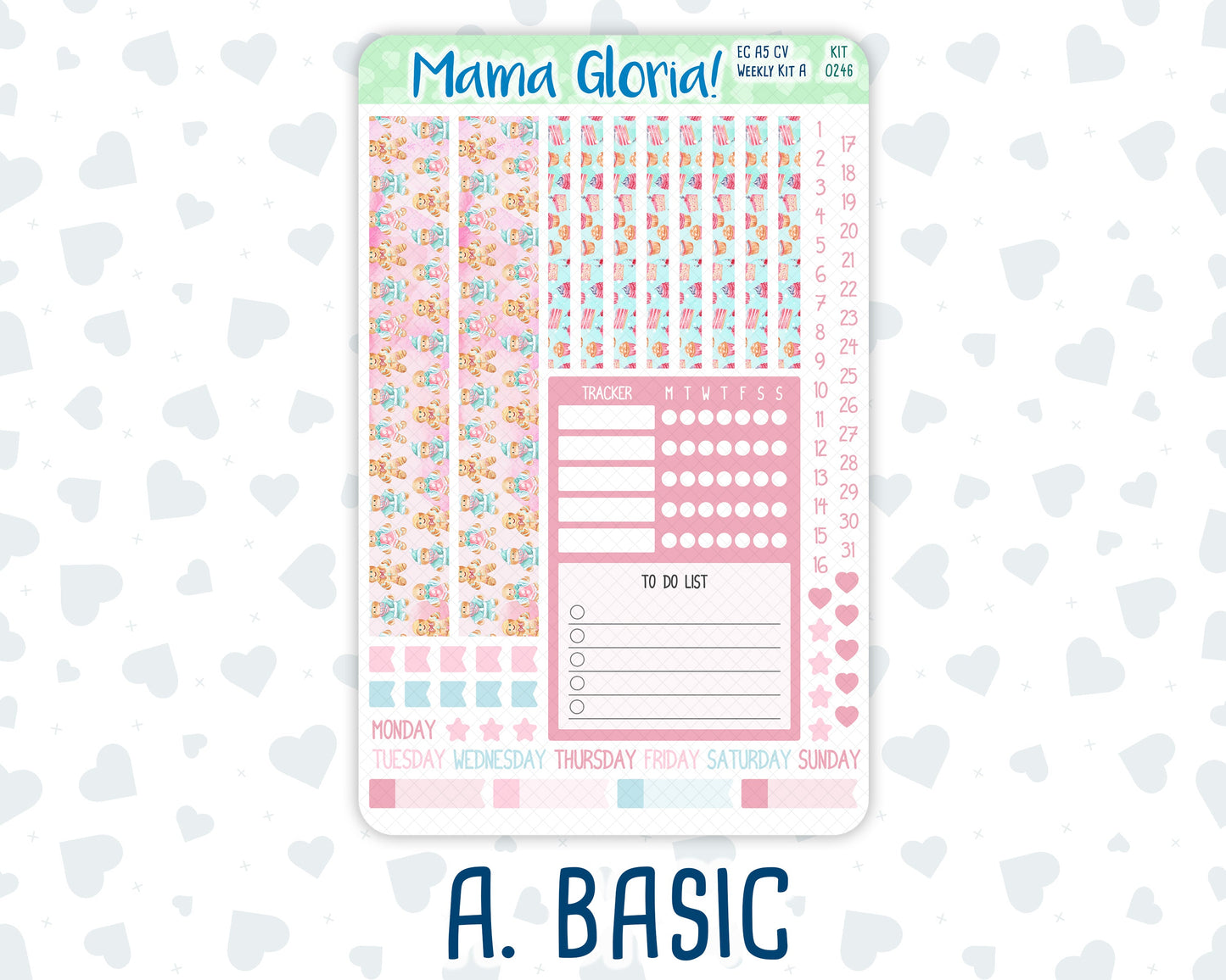 Kit 0246 - A5 Compact Vertical - Weekly Kit - December - Gingerbread Sweets