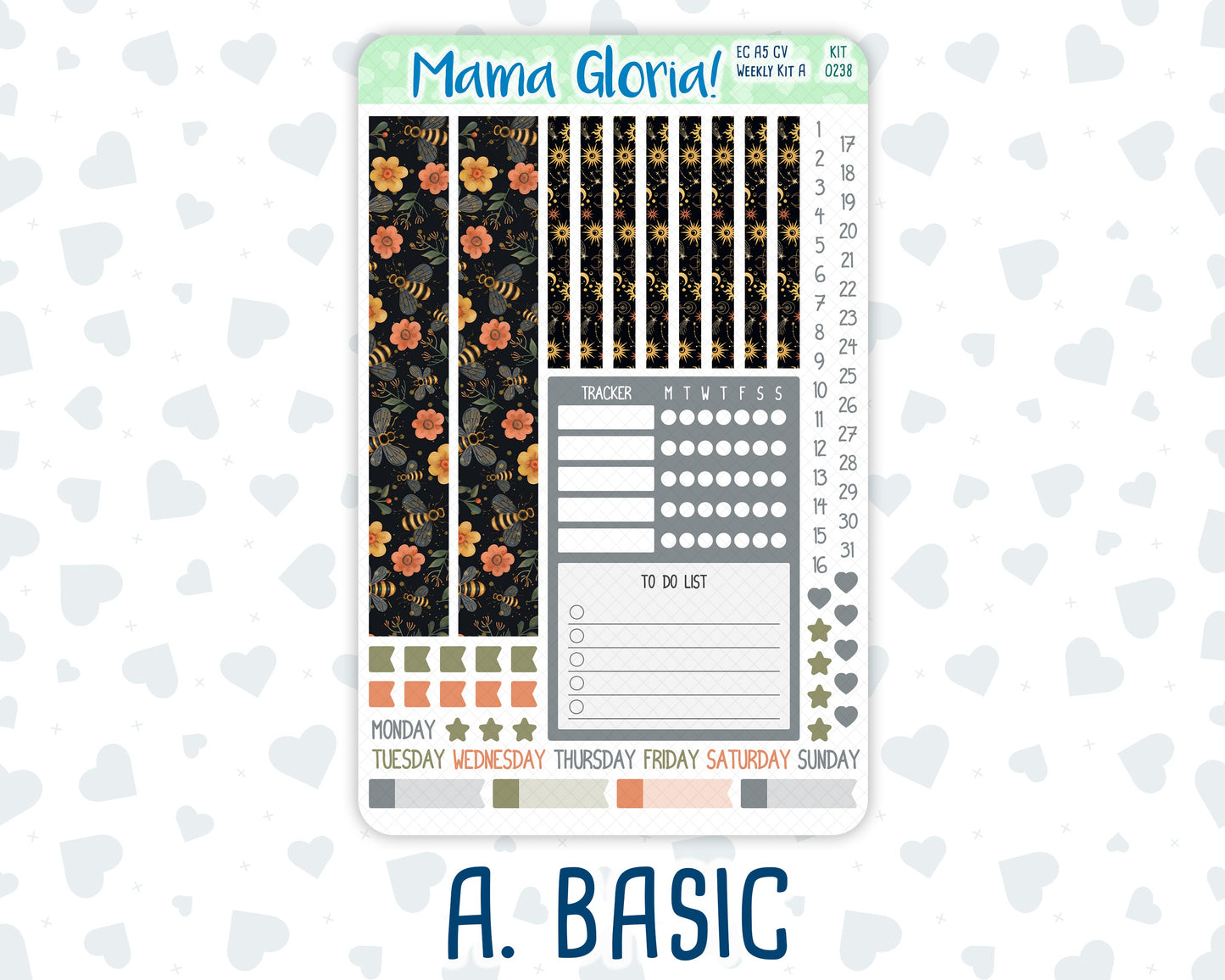Kit 0238 - A5 Compact Vertical - Weekly Kit - October - Starry Autumn Nights