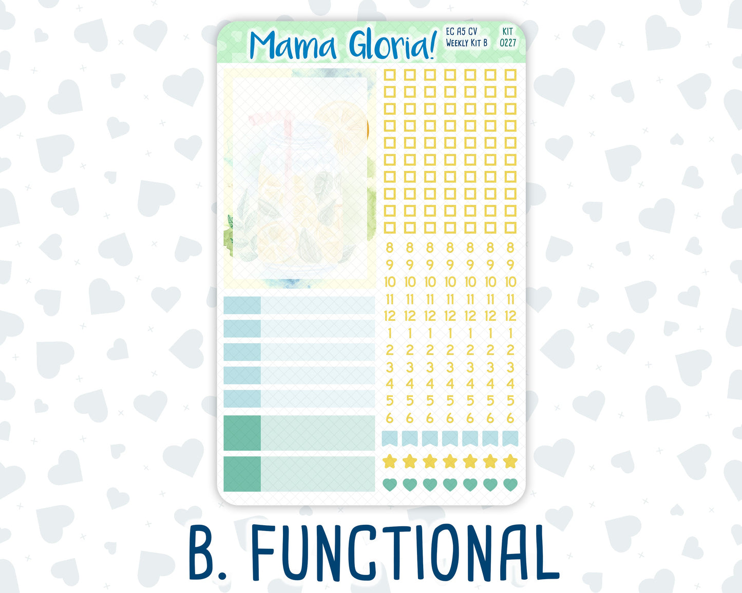 Kit 0227 - A5 Compact Vertical - Weekly Kit - July - Lemon Grove