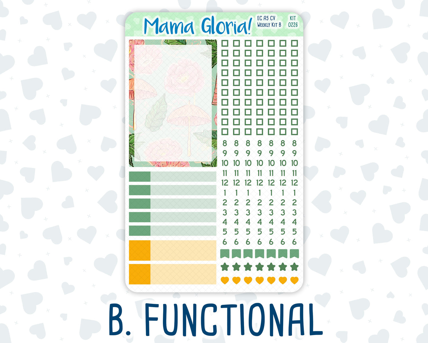 Kit 0226 - A5 Compact Vertical - Weekly Kit - July - Tropical Whimsy