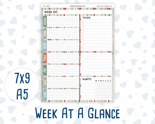 Kit 0245 - Week At A Glance - For 7x9 & A5 Planners | Notebooks - December - Vintage Christmas