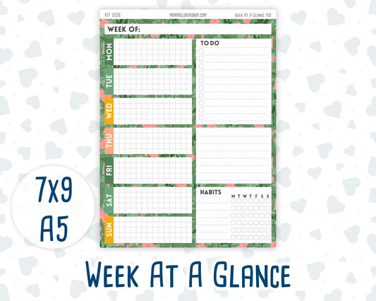 Kit 0226 - Week At A Glance - For 7x9 & A5 Planners | Notebooks - July - Tropical Whimsy