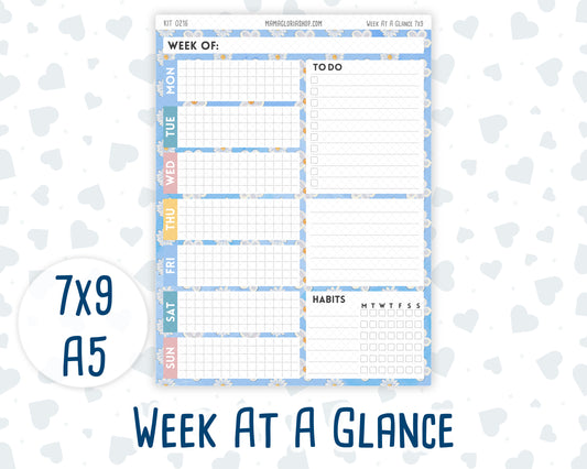 Kit 0216- Week At A Glance - Daisy Days- May- For 7x9 & A5 Planners - Notebooks