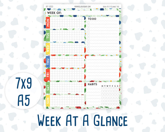 Kit 0220 - Week At A Glance - For 7x9 & A5 Planners | Notebooks - June - June Berries
