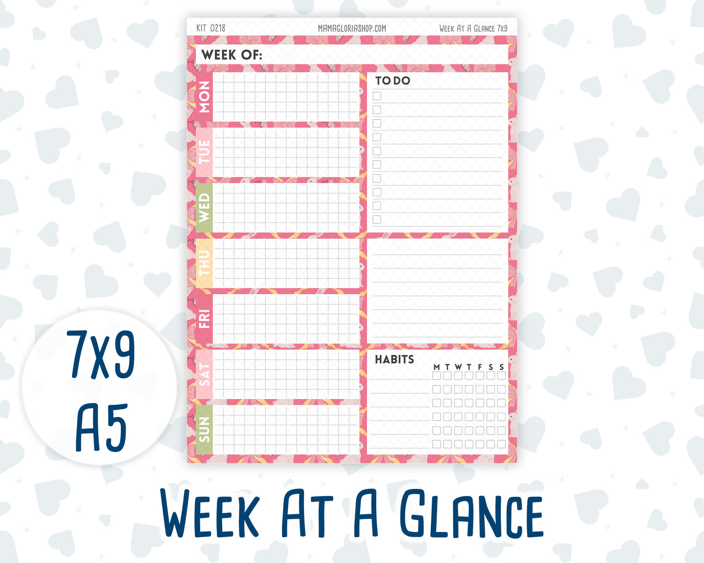 Kit 0218 - Week At A Glance - Mother's Love- May- For 7x9 & A5 Planners - Notebooks