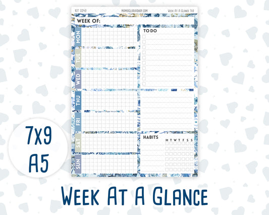 Kit 0249 - Week At A Glance - For 7x9 & A5 Planners | Notebooks - January - Icy Lace