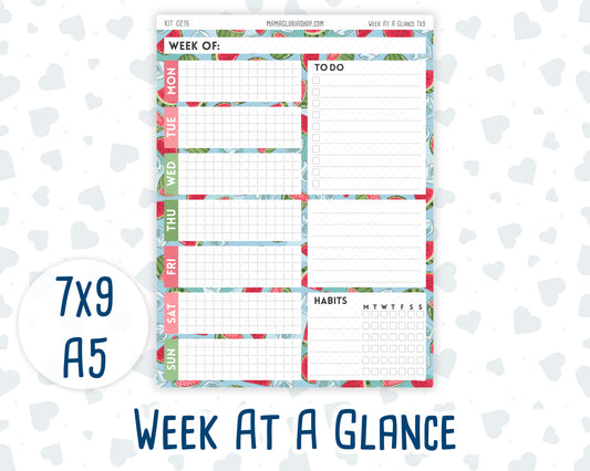 Kit 0276 - Week At A Glance - For 7x9 & A5 Planners | Notebooks - July - Melon Crush