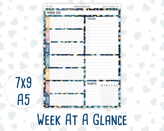 Kit 0248 - Week At A Glance - For 7x9 & A5 Planners | Notebooks - January - Midnight Countdown
