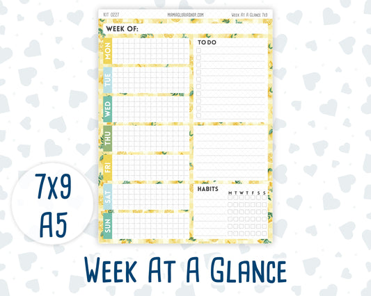 Kit 0227 - Week At A Glance - For 7x9 & A5 Planners | Notebooks - July - Lemon Grove