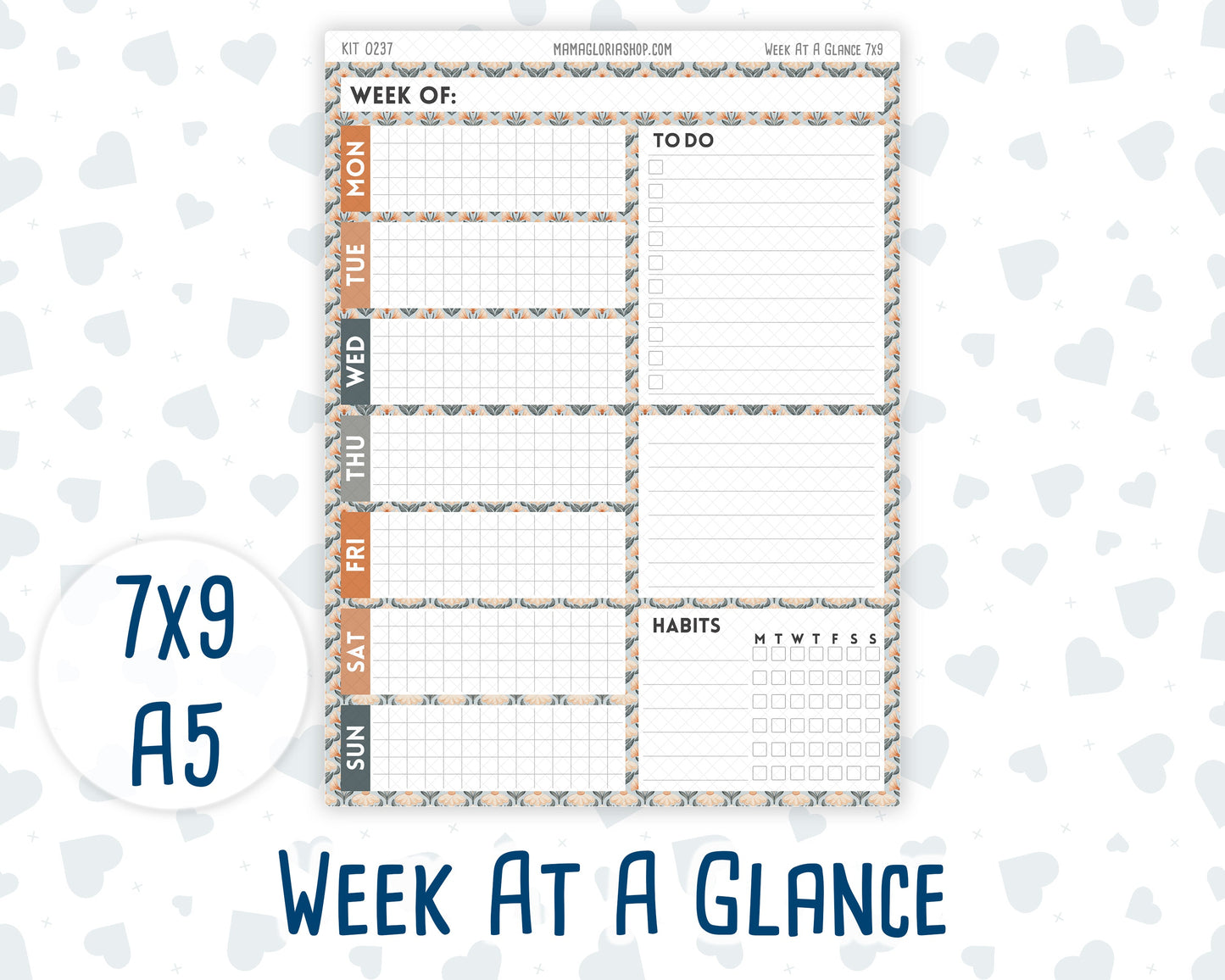Kit 0237 - Week At A Glance - For 7x9 & A5 Planners | Notebooks - October - Forest Folk