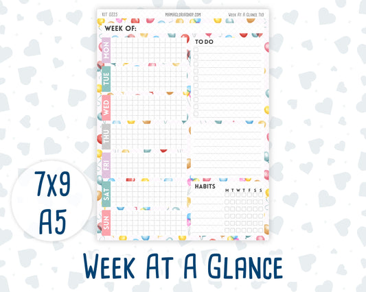 Kit 0225 - Week At A Glance - For 7x9 & A5 Planners | Notebooks - July - Carnival Joy