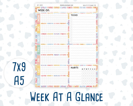 Kit 0222 - Week At A Glance - For 7x9 & A5 Planners | Notebooks - June - Beach Day