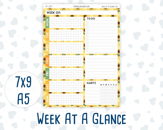 Kit 0277 - Week At A Glance - For 7x9 & A5 Planners | Notebooks - August - Sunflower Drama Club