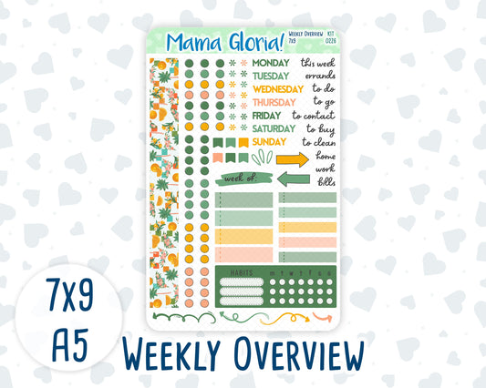 Kit 0226 - Weekly Overview - For 7x9 & A5 Planners | Notebooks - July - Tropical Whimsy