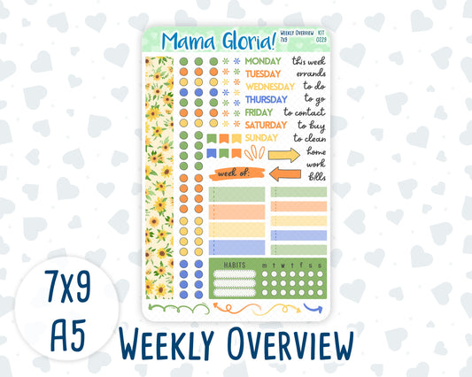 Kit 0229 - Weekly Overview - For 7x9 & A5 Planners | Notebooks - August - Golden Faces