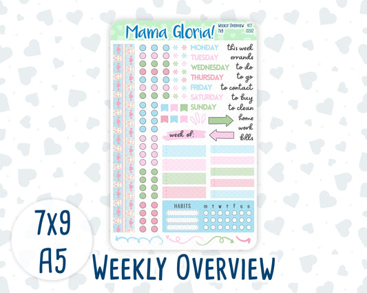 Kit 0262 - Weekly Overview - For 7x9 & A5 Planners | Notebooks - April - Spring Puffs