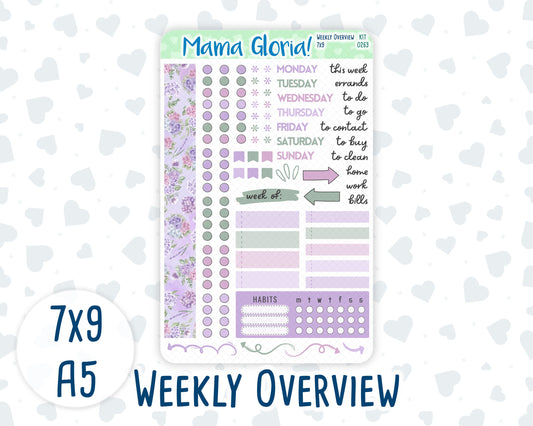 Kit 0263 - Weekly Overview - For 7x9 & A5 Planners | Notebooks - April - Lavender Drift
