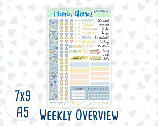 Kit 0265 - Weekly Overview - For 7x9 & A5 Planners | Notebooks - May - Honeybee Sky