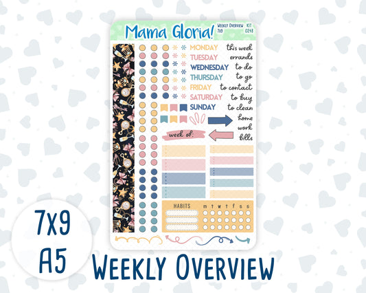 Kit 0248 - Weekly Overview - For 7x9 & A5 Planners | Notebooks - January - Midnight Countdown