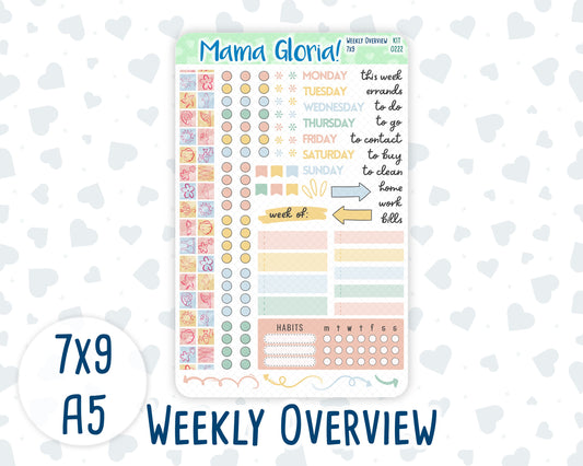 Kit 0222 - Weekly Overview - For 7x9 & A5 Planners | Notebooks - June - Beach Day