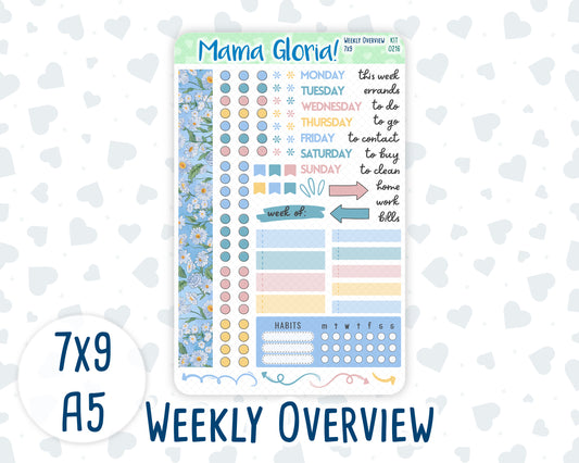 Kit 0216- Weekly Overview -Daisy Days- May- For 7x9 & A5 Planners - Notebooks