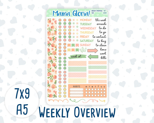 Kit 0228 - Weekly Overview - For 7x9 & A5 Planners | Notebooks - August - Just Peachy