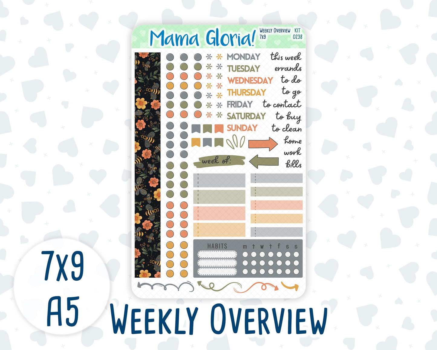 Kit 0238 - Weekly Overview - For 7x9 & A5 Planners | Notebooks - October - Starry Autumn Nights